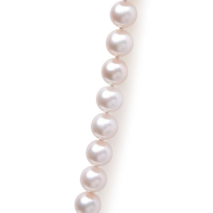 14K yellow gold necklace featuring a strand of 8.0x8.5mm Akoya pearls in a symmetrical arrangement.