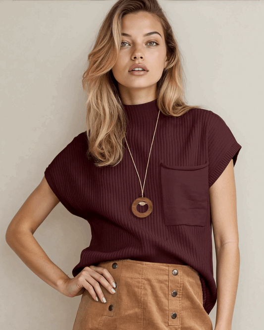 Ayla Short Sleeve Sweater - Mineral Red