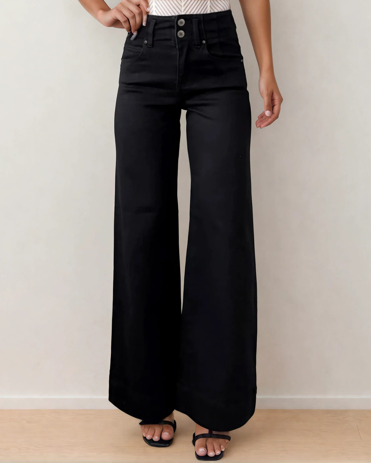 Brooke high-rise wide leg jeans with a double-button waist