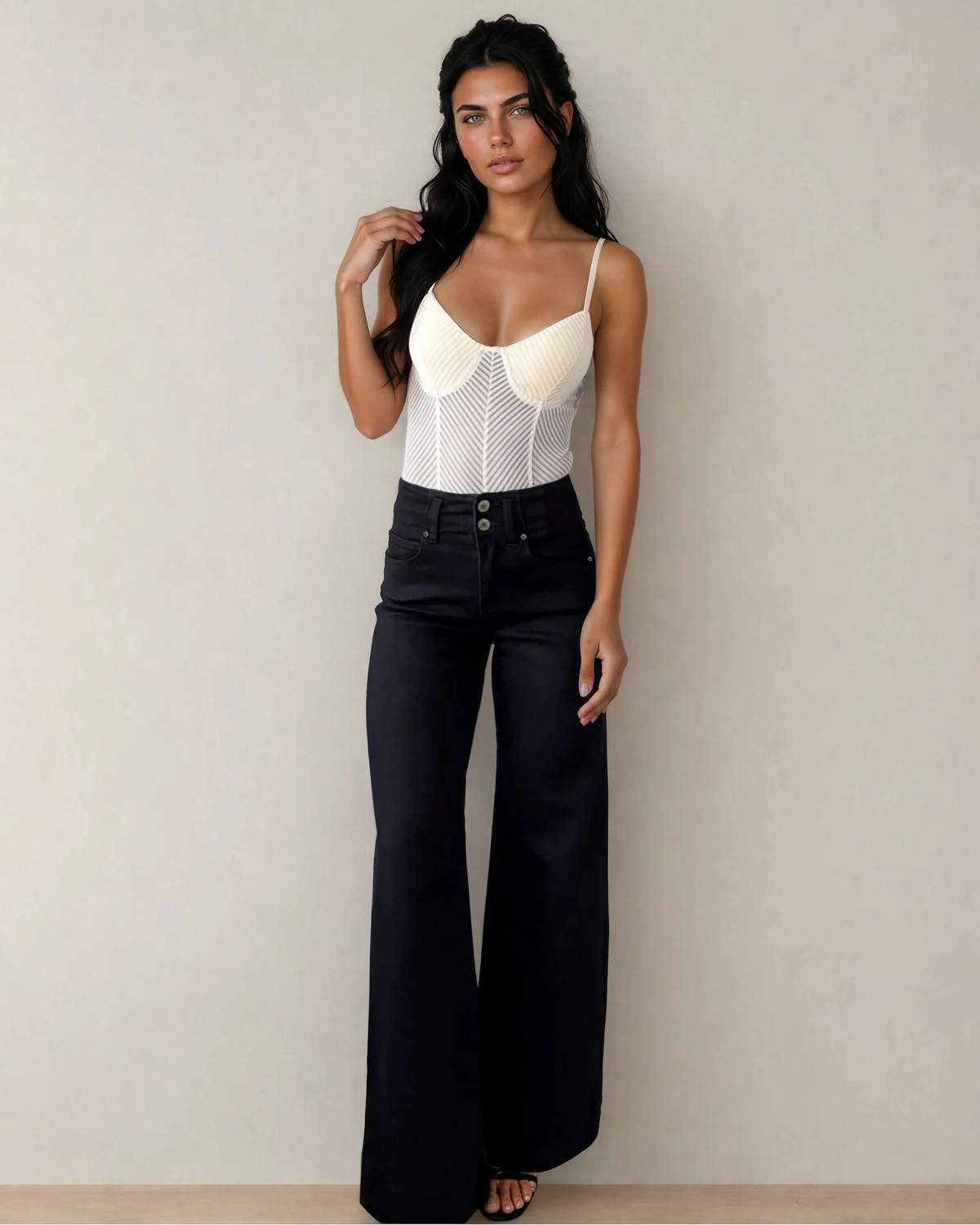 Brooke high-rise wide leg jeans with a double-button waist