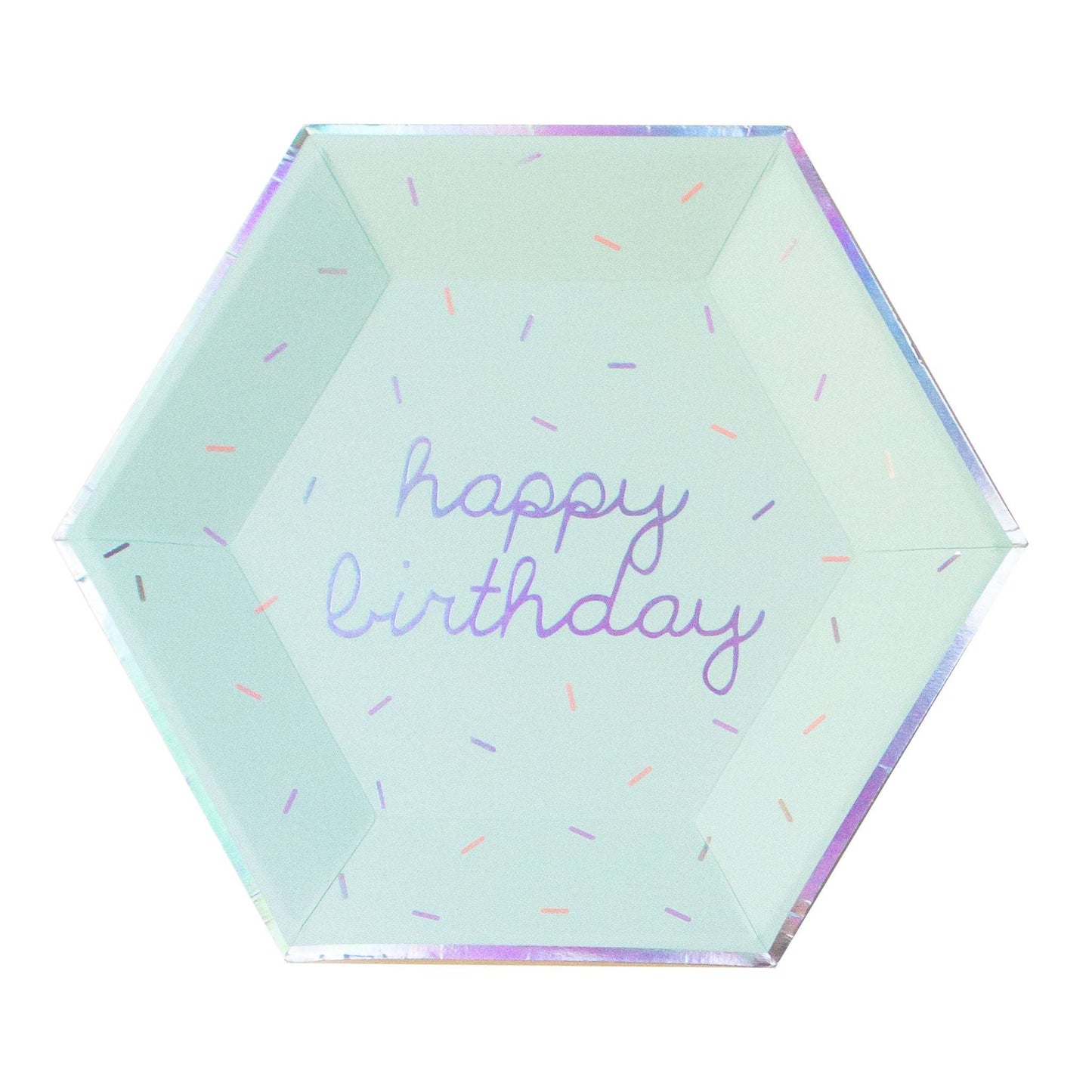 Sprinkles - Pastel Happy Birthday Large Paper Plates (Multi-Color Pack, 18 count)
