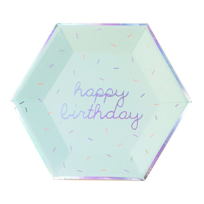 Sprinkles - Pastel Happy Birthday Large Paper Plates (Multi-Color Pack, 18 count)