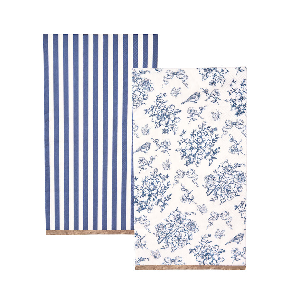 Hamptons Toile & Stripe Paper Dinner Napkins