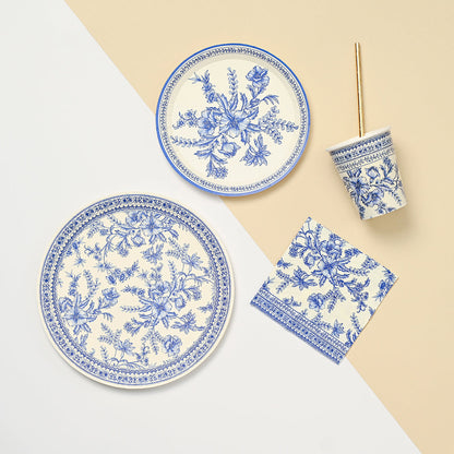 French toile paper cup, plates, napkins.