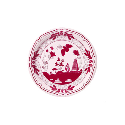 Paper plate with a fine china aesthetic.  Ballet and Berry Beachside Pavilion theme printed on paper for parties. 