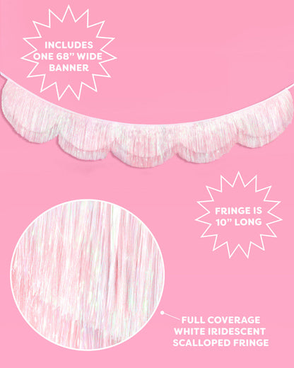 Iridescent Scallop Fringe | Bridal Shower or Engagement Party Decor