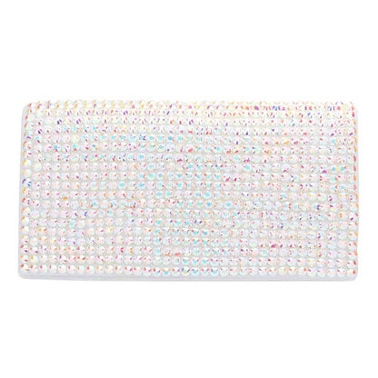 Multicolored beaded clutch on a white background