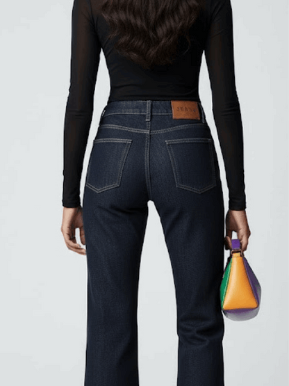 Model wearing Hudson Yards denim trousers.