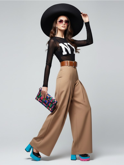 Model wearing Upper East Side trousers.