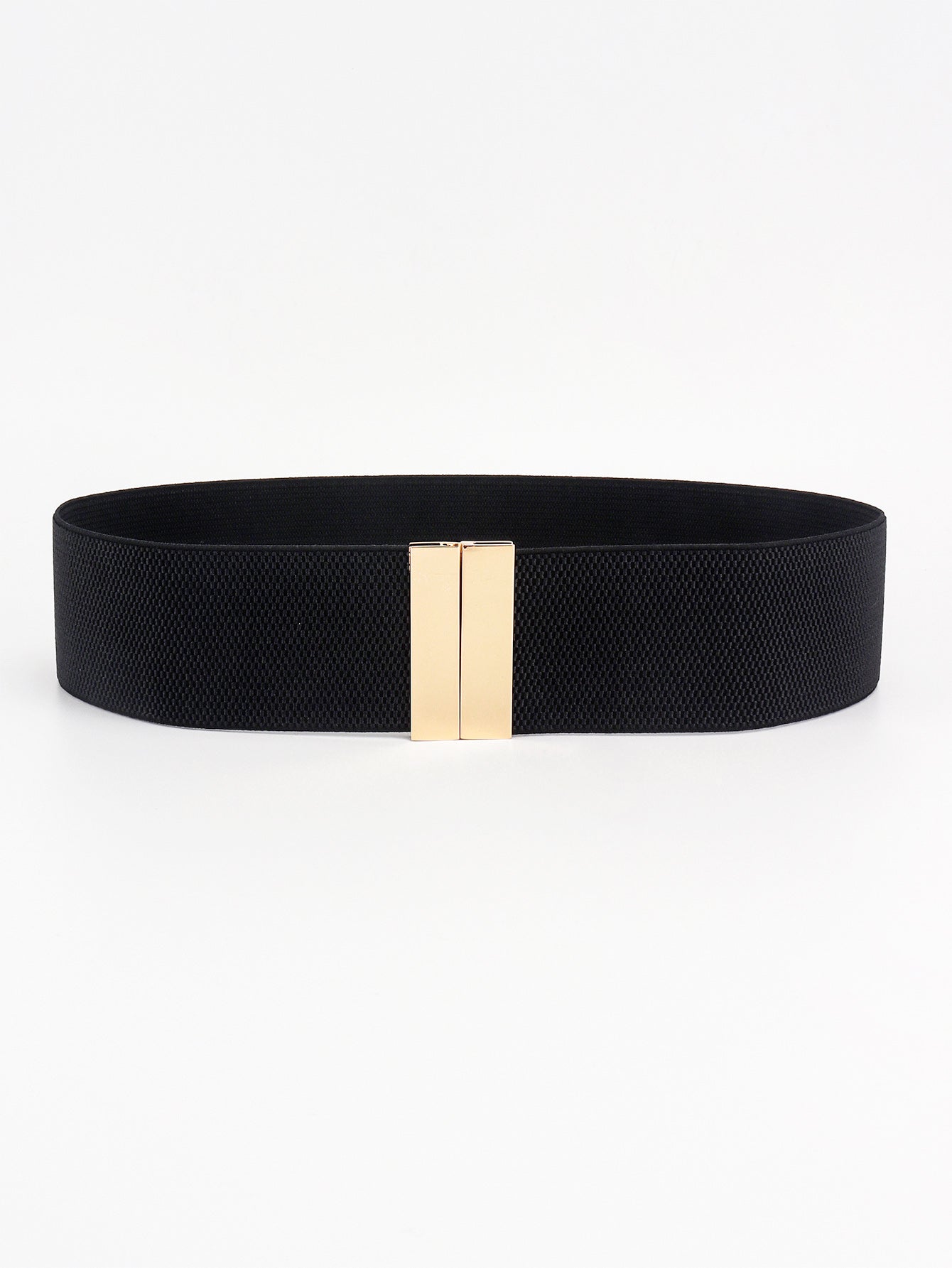 Black belt with a gold buckle on a white background