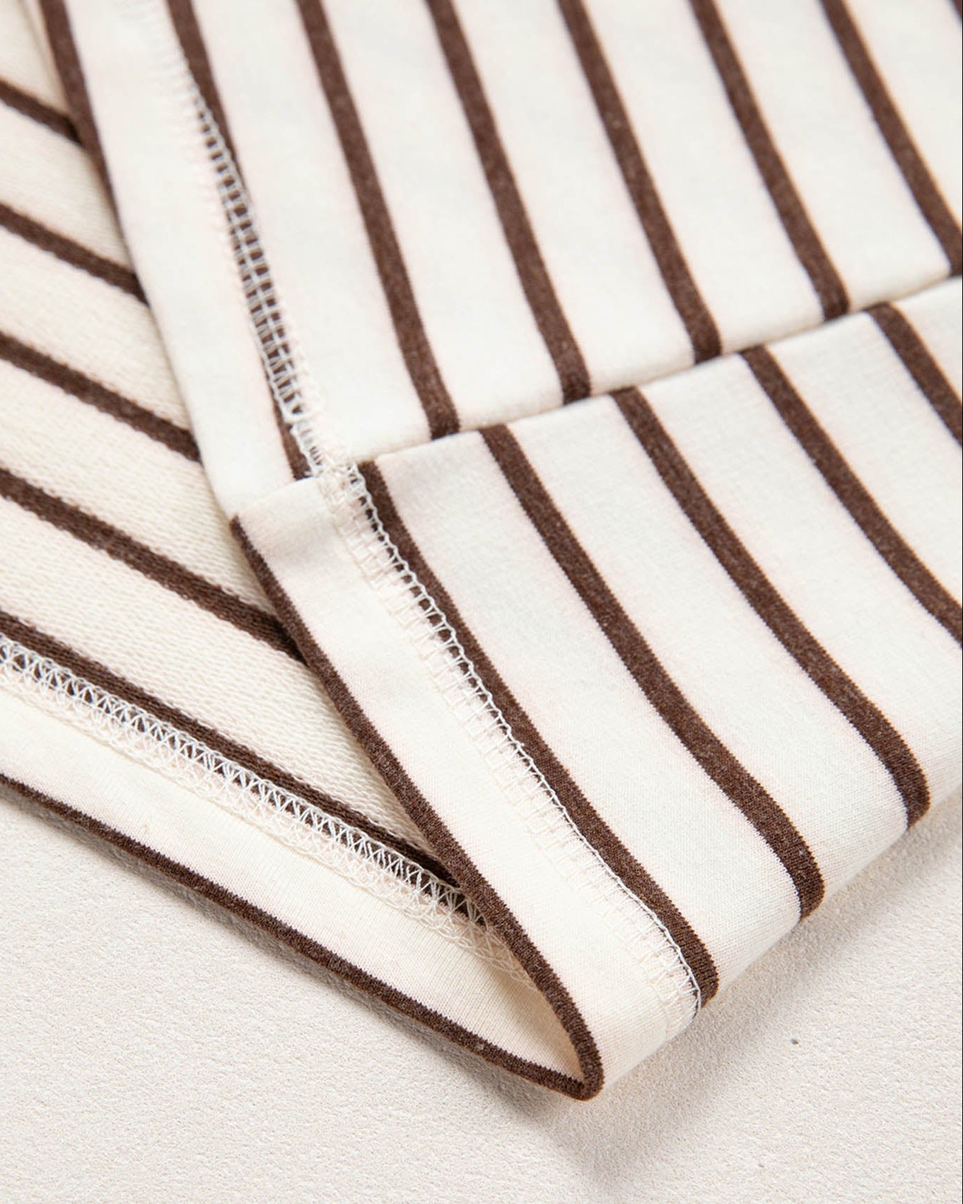 Close up of brown stripe fabric