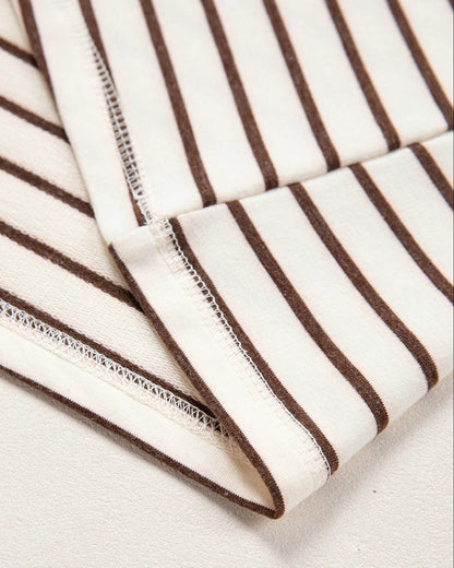 Close up of brown stripe fabric