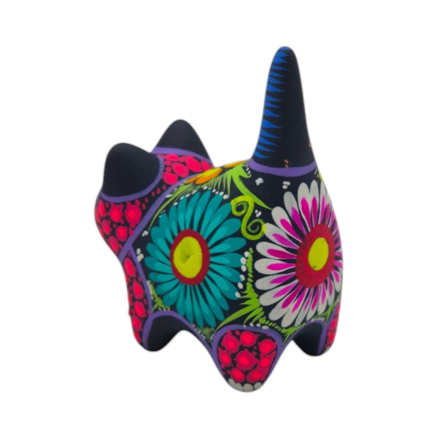 Alebrije Cat Figurine | Hand-Painted Ceramic Artwork