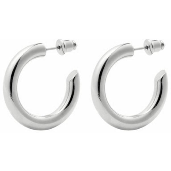 Silver hoop earrings on a white background