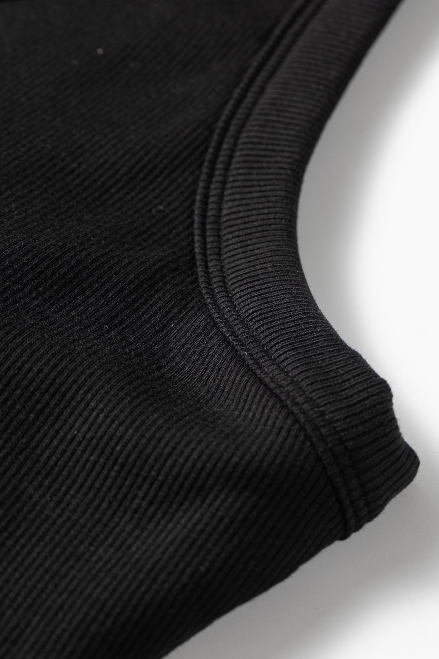 Close-up of a black sleeve on a white background