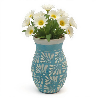 Blue Talavera Vase | Hand-Painted Mexican Pottery