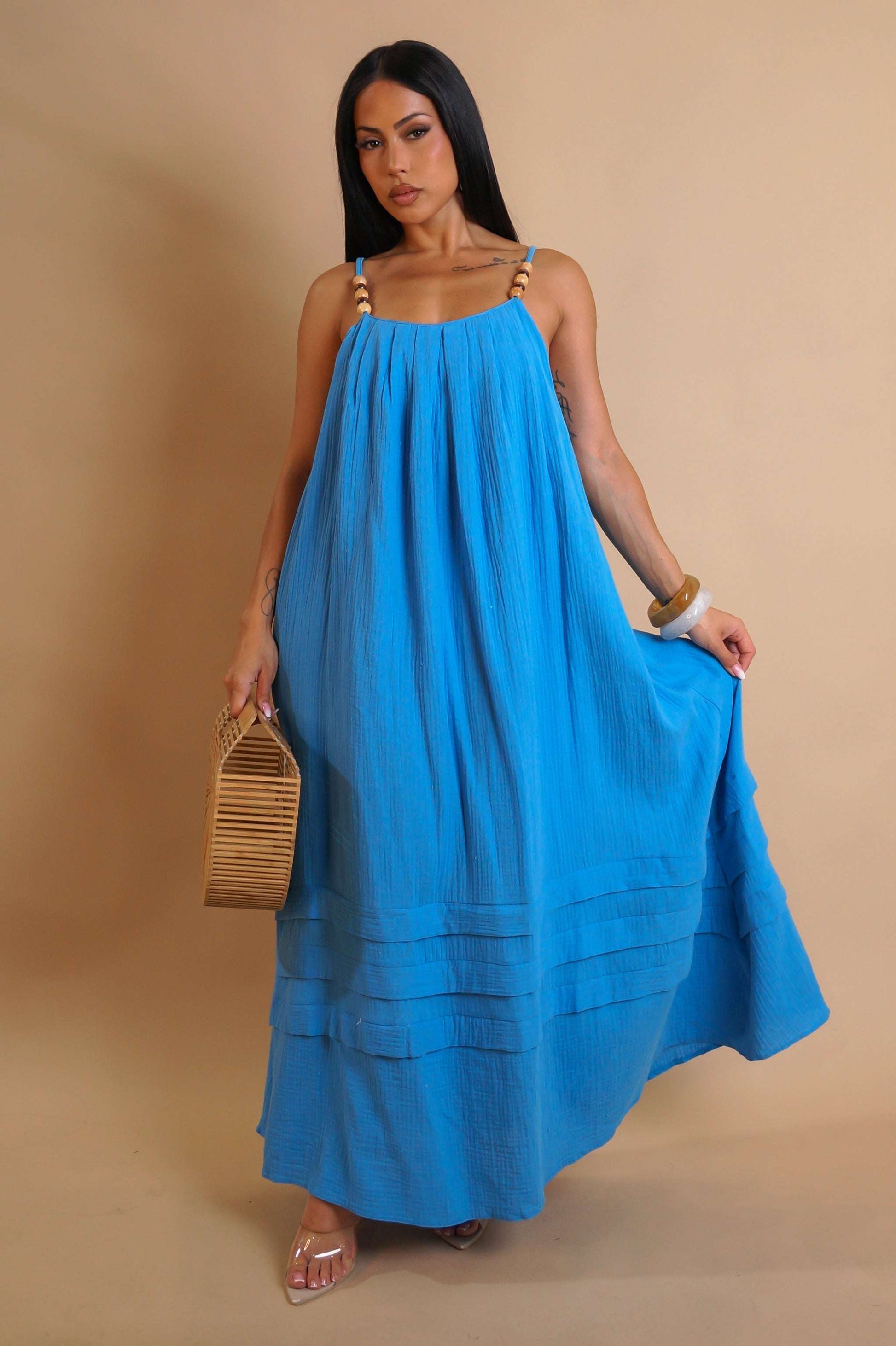 Boho Chic Maxi Dress – Royal Blue for Beachy Vibes – Purely