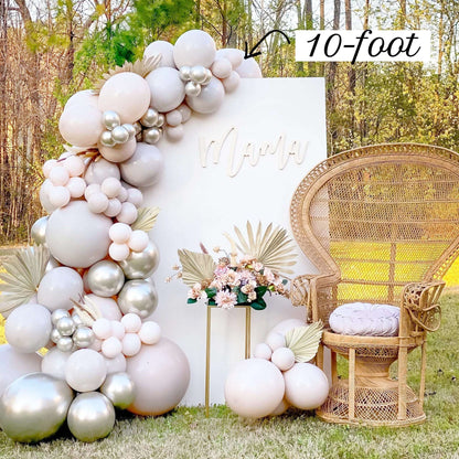 Neutral Boho Balloon Garland Kit – Linen, Gray, Gold, White