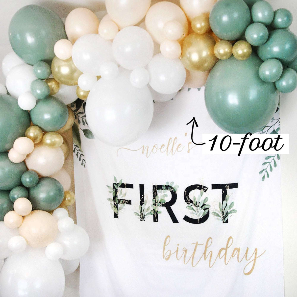 Boho Safari Balloon Garland Kit | Sage Green White Gold DIY Arch