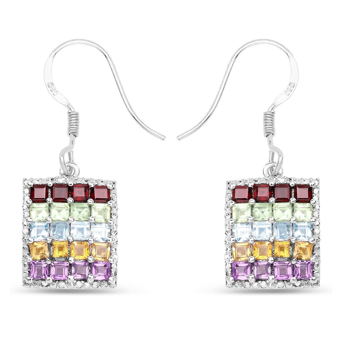 Multi Stone .925 Sterling Silver Earrings