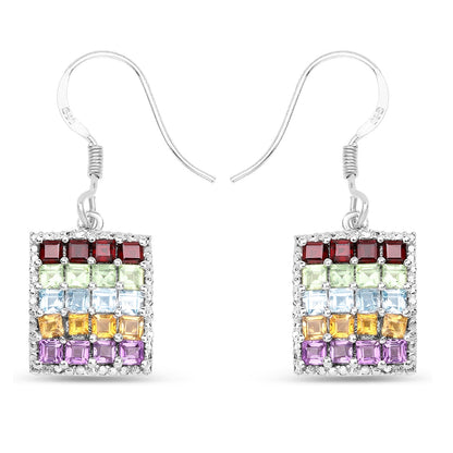Multi Stone .925 Sterling Silver Earrings
