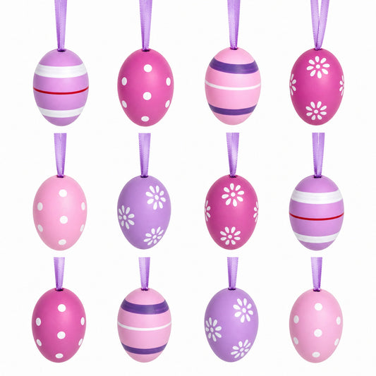 Miniature Pastel Purple Plastic Easter Egg Ornaments 1.5 Inches