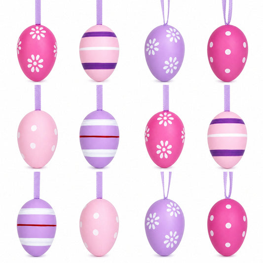 Miniature Pastel Purple Plastic Easter Egg Ornaments 1.5 Inches