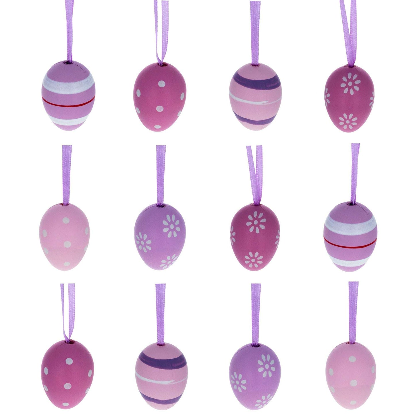 Miniature Pastel Purple Plastic Easter Egg Ornaments 1.5 Inches