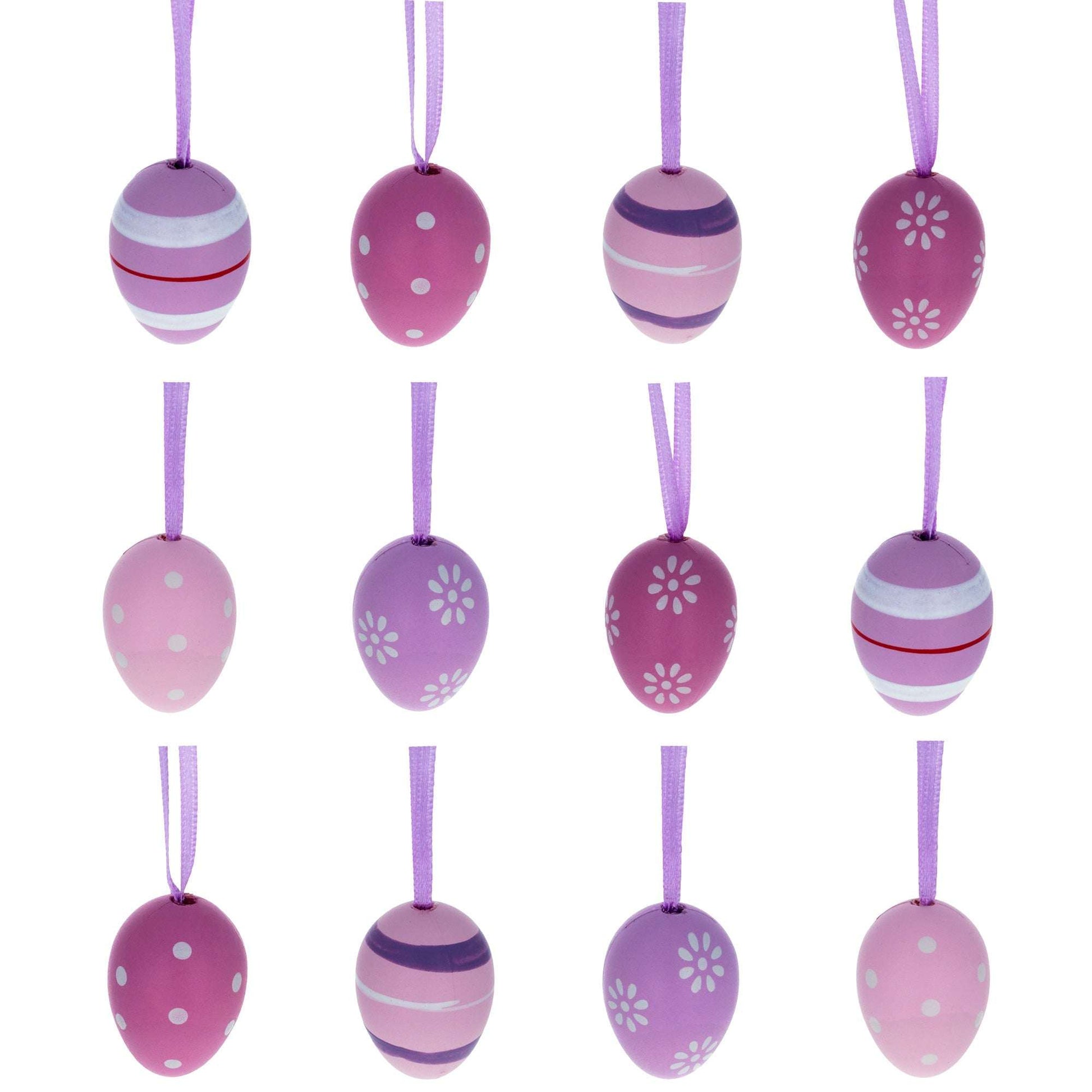 Miniature Pastel Purple Plastic Easter Egg Ornaments 1.5 Inches