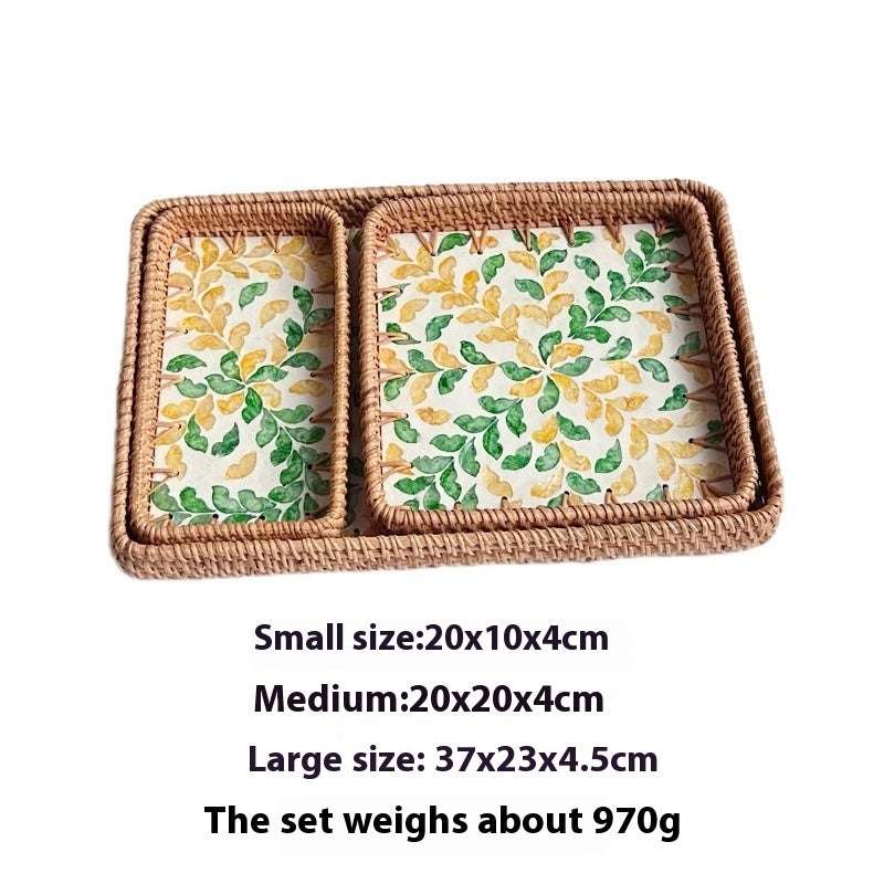 Rattan Mother of Pearl Rectangular Tray