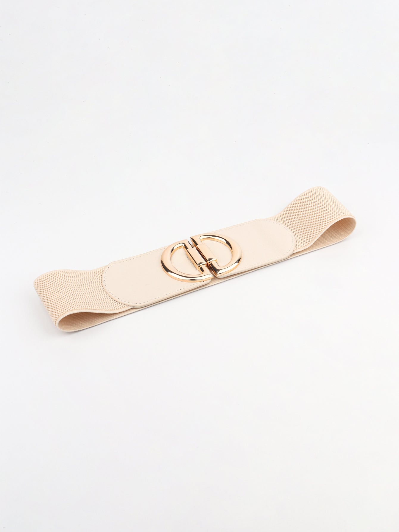Beige belt with a gold buckle on a white background