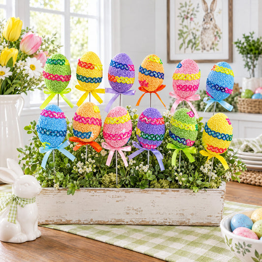 Set of 12 Colorful Easter Egg Picks
