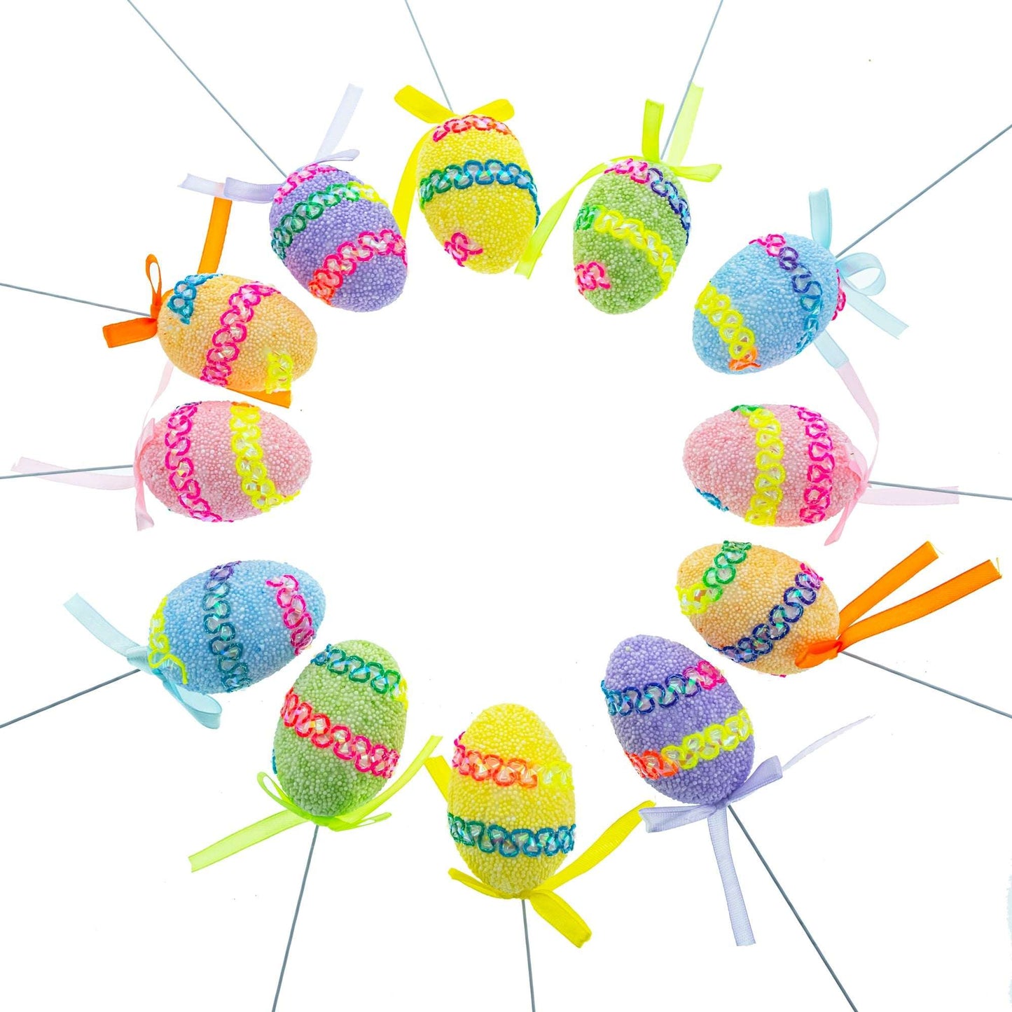 Set of 12 Colorful Easter Egg Picks