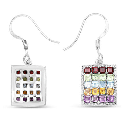 Multi Stone .925 Sterling Silver Earrings