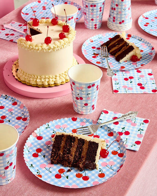 Cherry Tableware Bundle - Paper Plates, Cups + Napkins