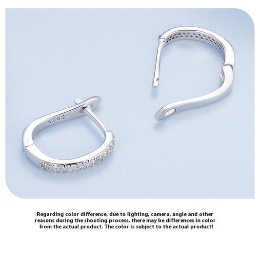 Sterling Silver Simple Elegant Round Zircon Earrings