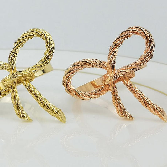Gold Plated Bow Napkin Ring (Set of 4) – Chic & Elegant Table Accents