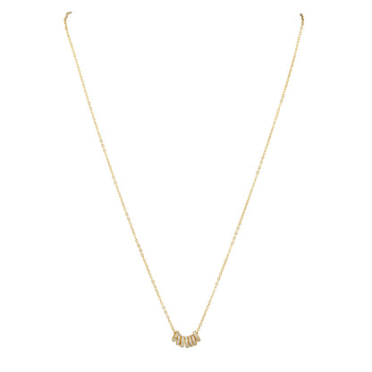 Gold necklace with a small pendant on a white background