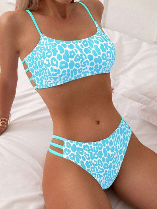 Leopard Print Two Piece Swimsuit