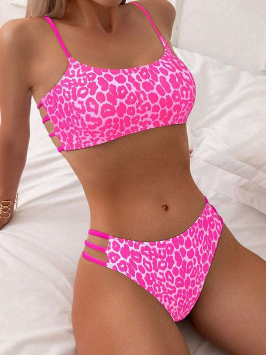 Leopard Print Two Piece Swimsuit