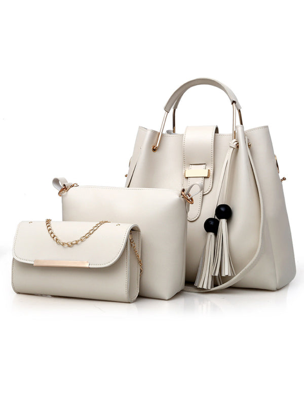 Three-Piece Vegan Leather Handbag Set
