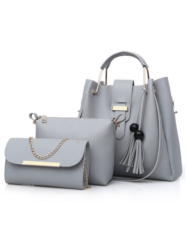 Three-Piece Vegan Leather Handbag Set