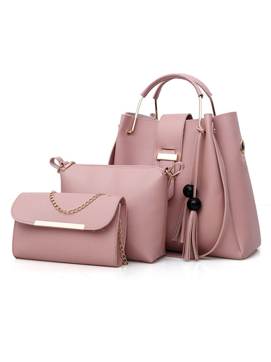 Three-Piece Vegan Leather Handbag Set