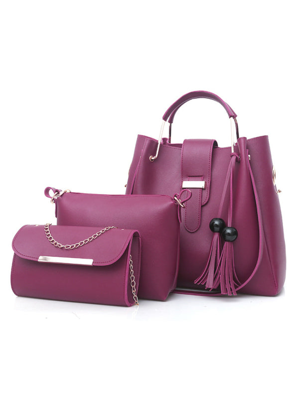 Three-Piece Vegan Leather Handbag Set