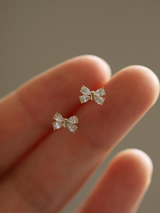 Four Diamond Bows Mini Earrings