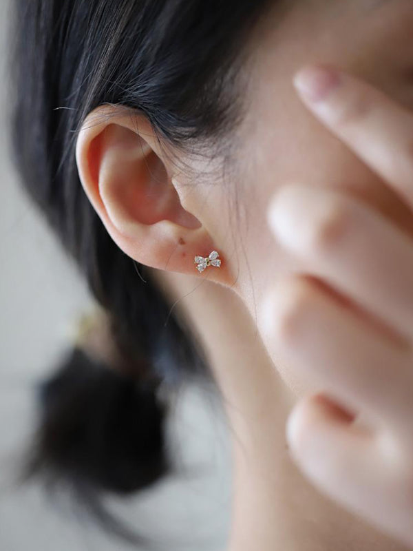 Four Diamond Bows Mini Earrings