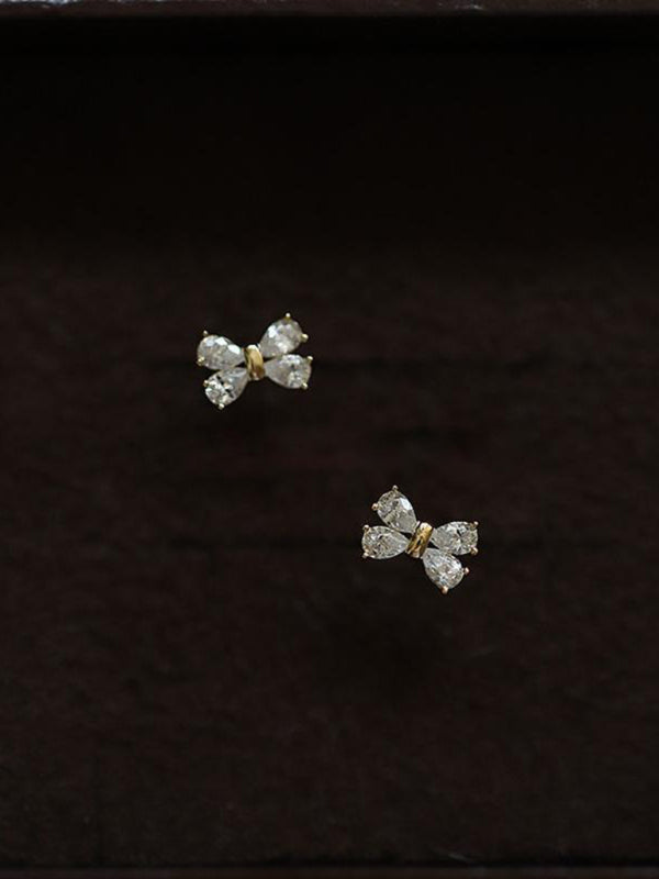 Four Diamond Bows Mini Earrings