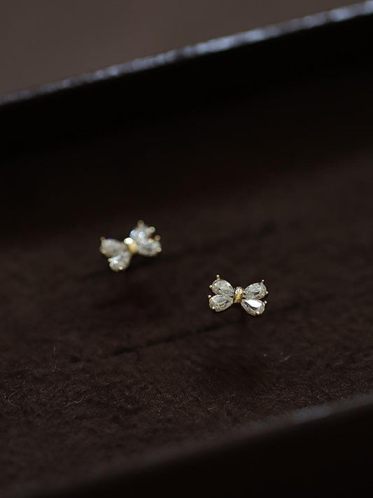 Four Diamond Bows Mini Earrings