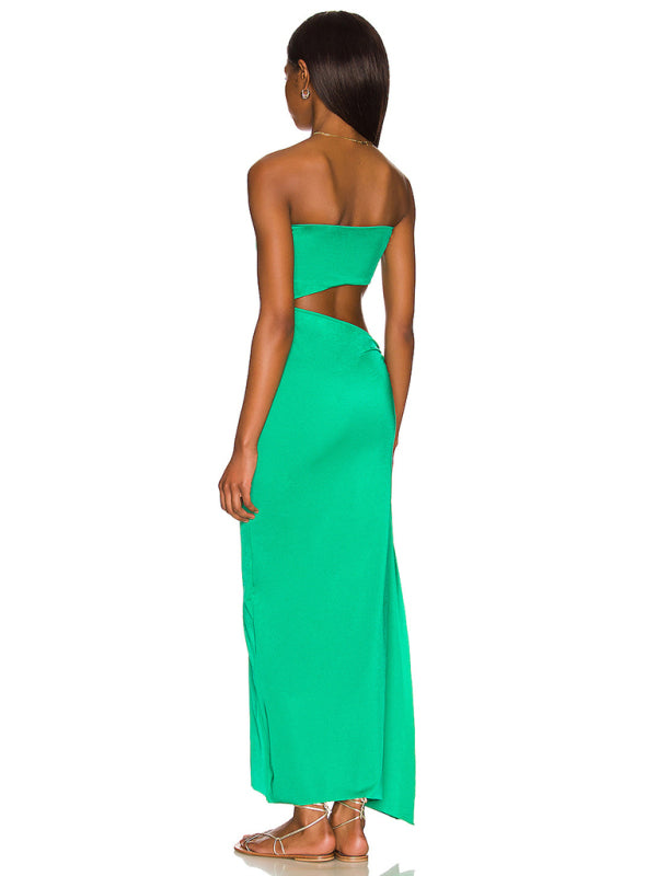 Strapless Hollow Out Maxi Dress