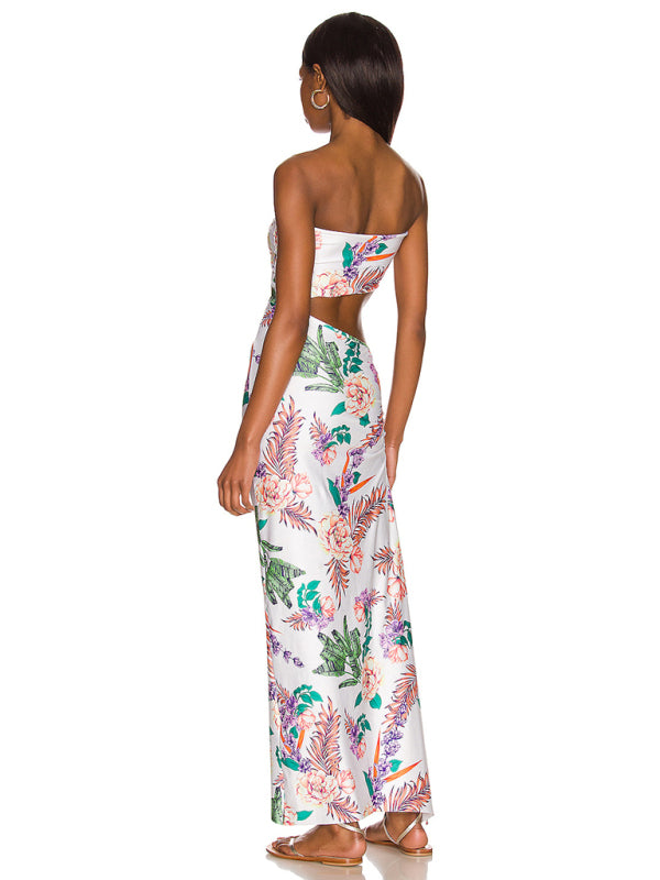 Strapless Hollow Out Maxi Dress